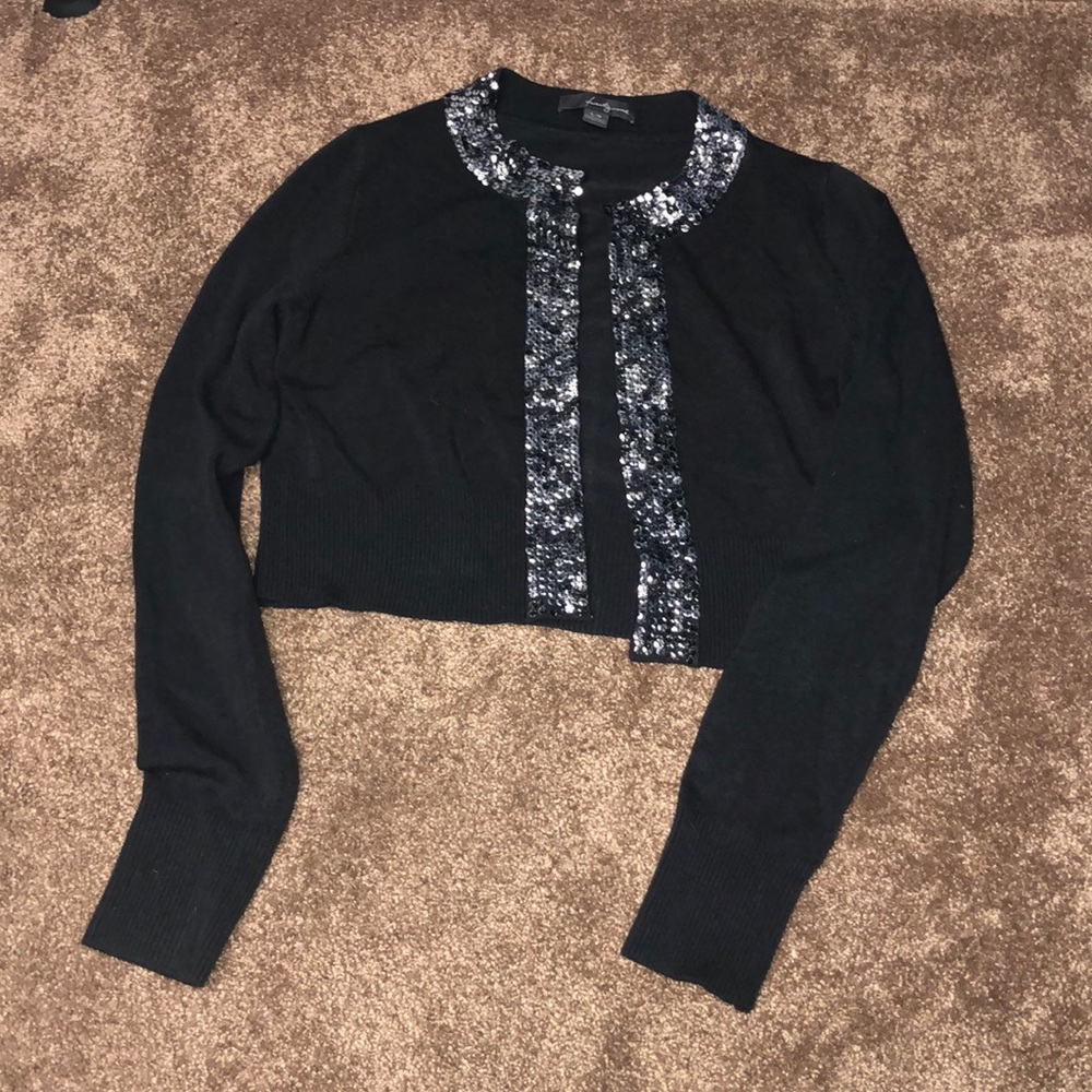 Cropped charcoal gray cardigan